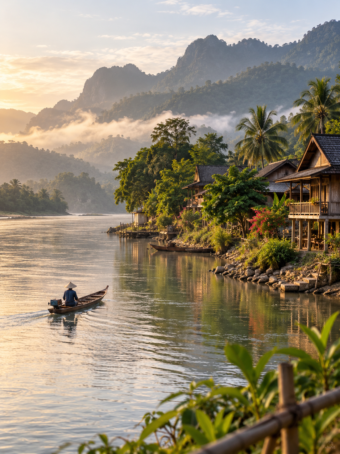 Laos riverside landscape
